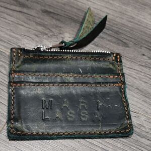 GUC Mari Lassa Distressed EVERGREEN Leather Raw Mini Wallet